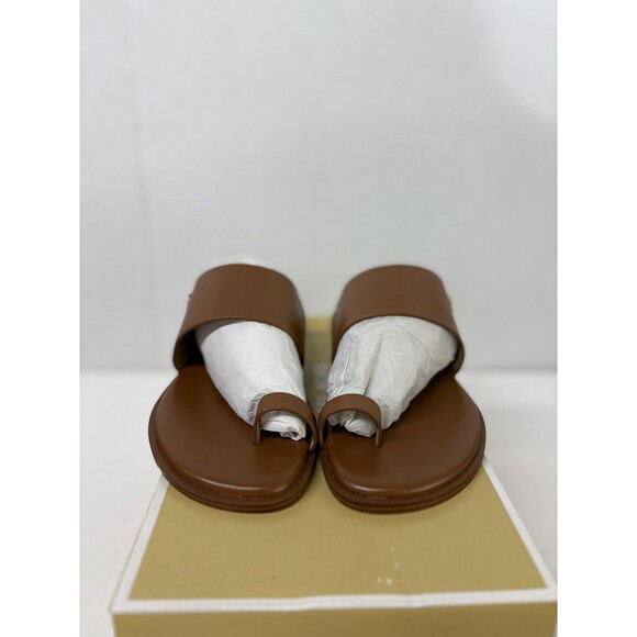 Michael Kors Women's August Brown Slide Flat Toe Ring Sandals Faux Leather Sz 5M - Picture 4 of 6